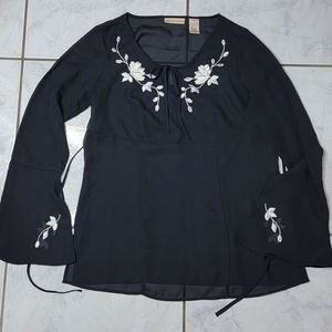 Apostrophe Women's Long Sleeve Blouse Bell Sleeve Floral